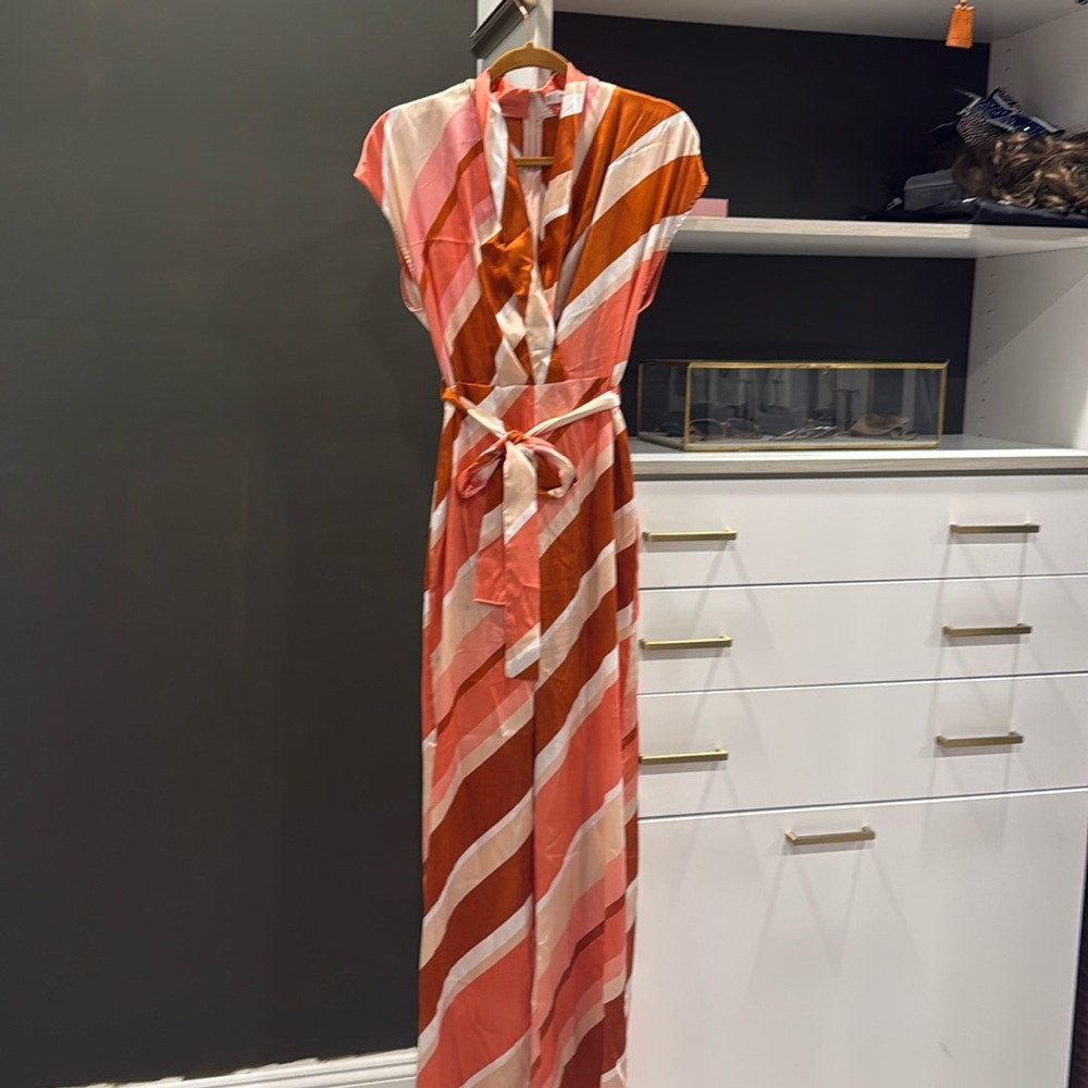 Mango silk striped jumpsuit